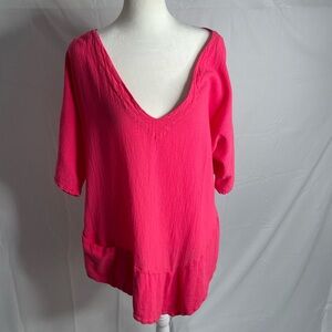 Oh My Gauze! Pink V-Neck Blouse